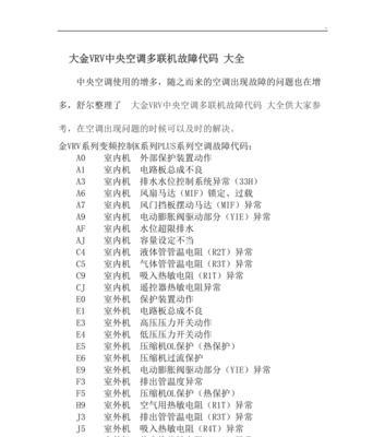 长虹空调故障代码E1原因分析及维修方法（解决长虹空调故障代码E1的关键步骤）